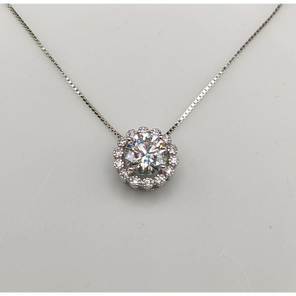 Boutique Jewelry - Certified 1 ct Genuine White Moissanite  necklace 925 Sterling silver 2.